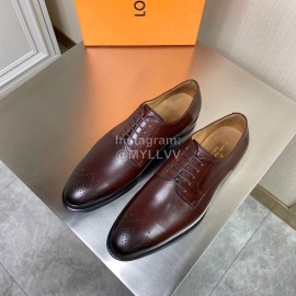 LV Calf Leather Lace Up Business Shoes For Men Brown