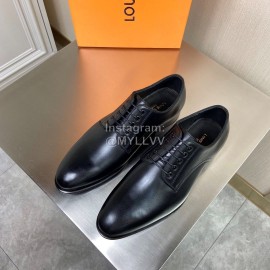 LV Black Calf Leather Lace Up Business Shoes For Men