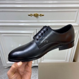 LV Black Calf Leather Lace Up Business Shoes For Men