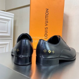 LV Black Calf Leather Lace Up Business Shoes For Men