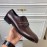 LV Calf Leather Lace Up Business Shoes For Men Coffee