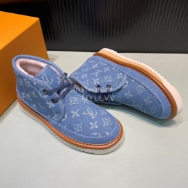 LV Winter Wool Short Boots For Men Blue