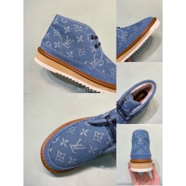 LV Winter Wool Short Boots For Men Blue