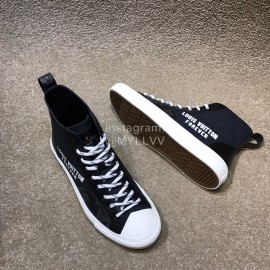 LV Canvas High Top Shoes For Men And Women Black