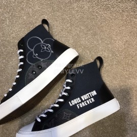 LV Canvas High Top Shoes For Men And Women Black