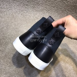 LV Canvas High Top Shoes For Men And Women Black