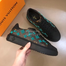 LV Autumn Winter Monogram Cowhide Sneakers For Men Green