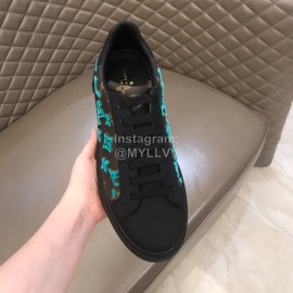 LV Autumn Winter Monogram Cowhide Sneakers For Men Green