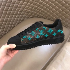 LV Autumn Winter Monogram Cowhide Sneakers For Men Green