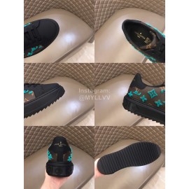 LV Autumn Winter Monogram Cowhide Sneakers For Men Green