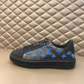 LV Autumn Winter Monogram Cowhide Sneakers For Men Blue