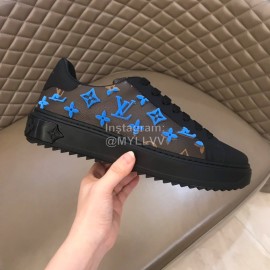 LV Autumn Winter Monogram Cowhide Sneakers For Men Blue