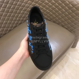 LV Autumn Winter Monogram Cowhide Sneakers For Men Blue