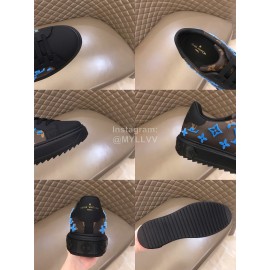 LV Autumn Winter Monogram Cowhide Sneakers For Men Blue