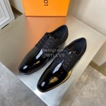 LV Black Cowhide Lace Up Business Shoes For Men