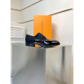 LV Black Cowhide Lace Up Business Shoes For Men