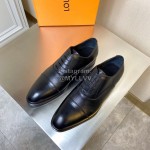 LV Black Calf Leather Lace Up Business Shoes For Men