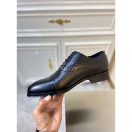 LV Black Calf Leather Lace Up Business Shoes For Men