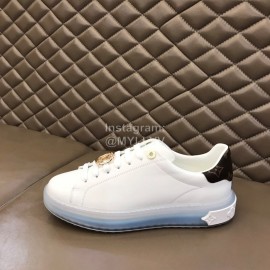 LV White Calf Leather Lace Up Casual Shoes For Men And Women Blue