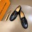 LV Cowhide Business Loafers For Men Navy