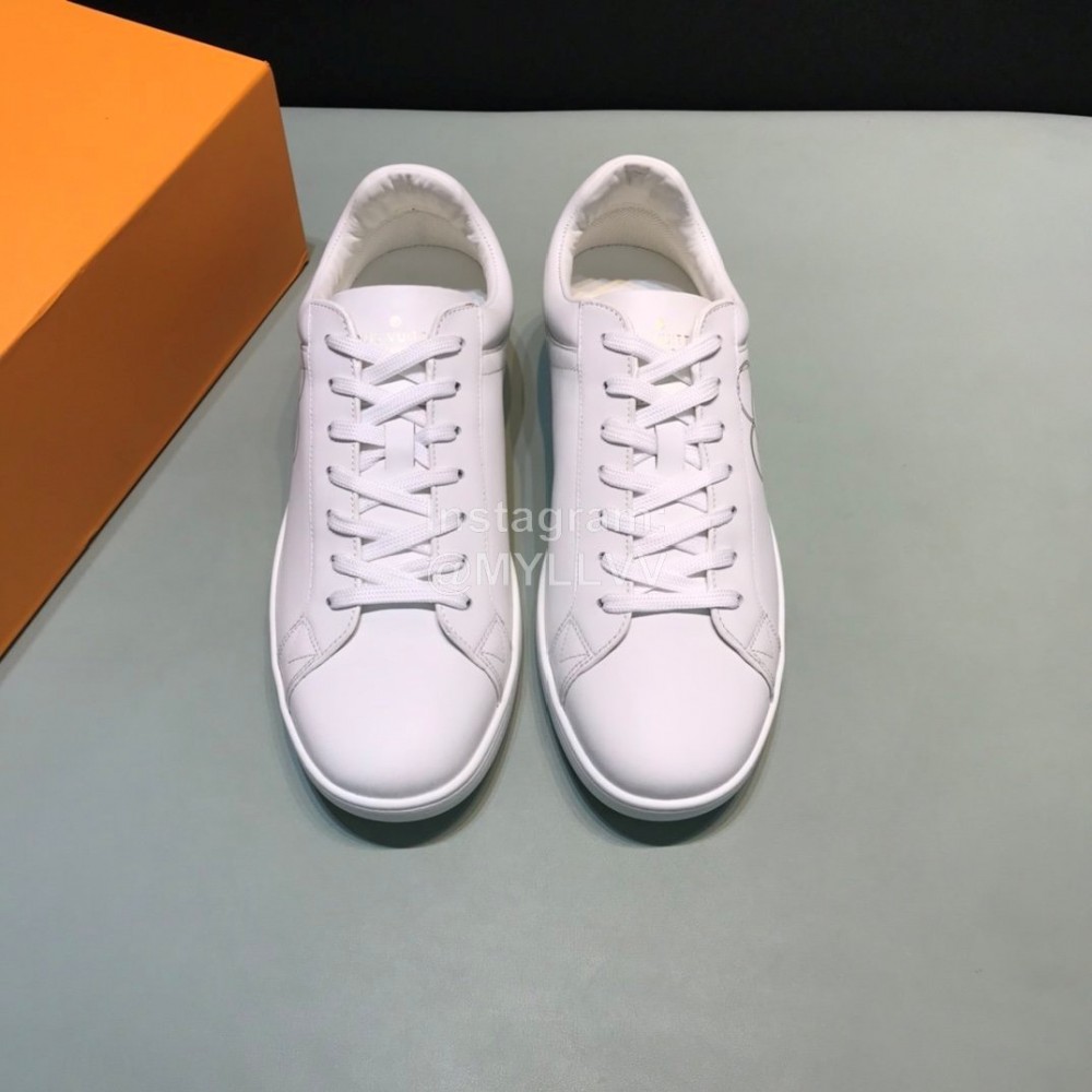 LV Calf Leather Lace Up Sneakers For Men White