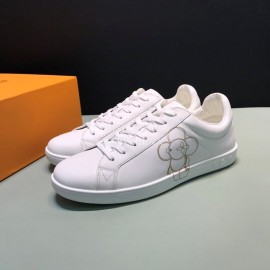 LV Calf Leather Lace Up Sneakers For Men White
