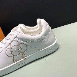LV Calf Leather Lace Up Sneakers For Men White