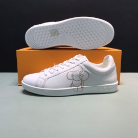 LV Calf Leather Lace Up Sneakers For Men White