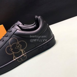 LV Calf Leather Lace Up Sneakers For Men Black