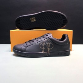 LV Calf Leather Lace Up Sneakers For Men Black