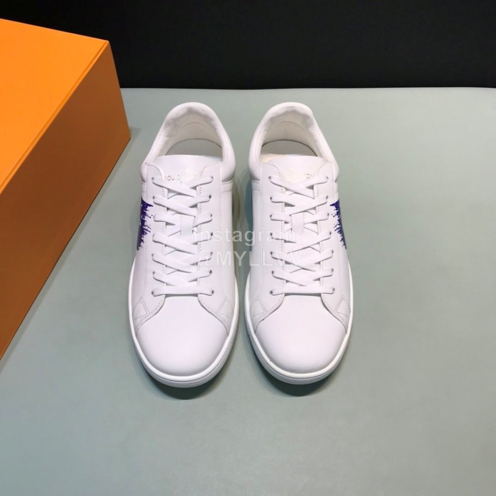 LV Calf Leather Lace Up Sneakers For Men Blue