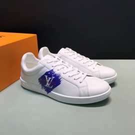 LV Calf Leather Lace Up Sneakers For Men Blue