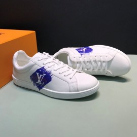 LV Calf Leather Lace Up Sneakers For Men Blue