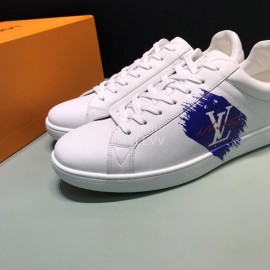 LV Calf Leather Lace Up Sneakers For Men Blue