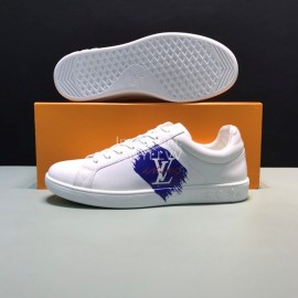 LV Calf Leather Lace Up Sneakers For Men Blue