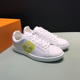 LV Calf Leather Lace Up Sneakers For Men Yellow
