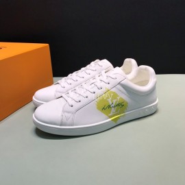 LV Calf Leather Lace Up Sneakers For Men Yellow