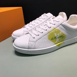 LV Calf Leather Lace Up Sneakers For Men Yellow