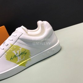 LV Calf Leather Lace Up Sneakers For Men Yellow