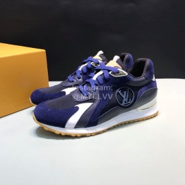 LV Canvas Suede Calfskin Sneakers For Men Navy