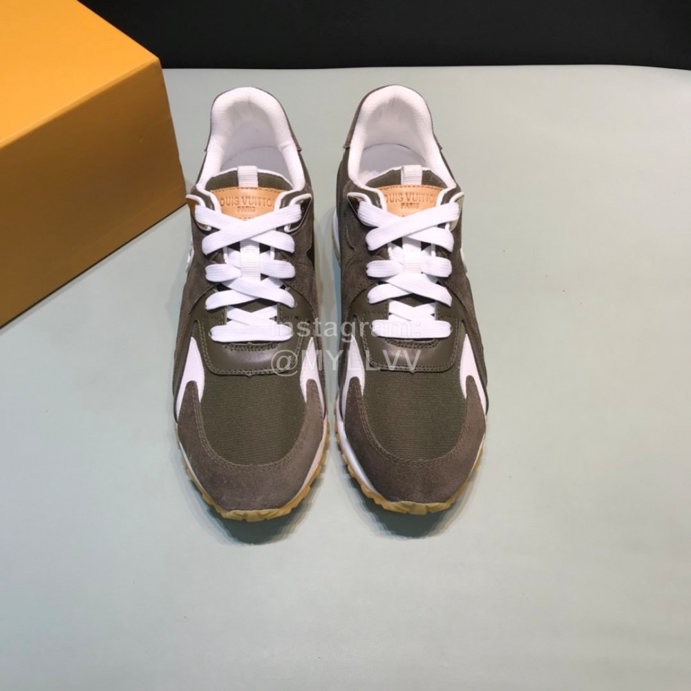 LV Canvas Suede Calfskin Sneakers For Men Coffee