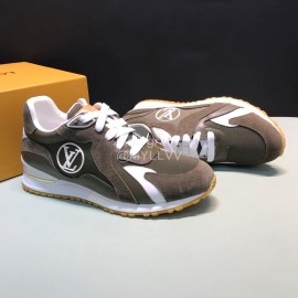 LV Canvas Suede Calfskin Sneakers For Men Coffee