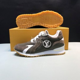 LV Canvas Suede Calfskin Sneakers For Men Coffee