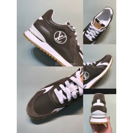 LV Canvas Suede Calfskin Sneakers For Men Coffee