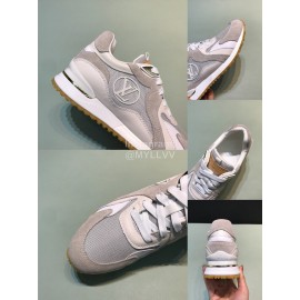 LV Canvas Suede Calfskin Sneakers For Men Gray