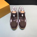 LV Canvas Suede Calfskin Sneakers For Men Brown
