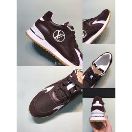 LV Canvas Suede Calfskin Sneakers For Men Brown