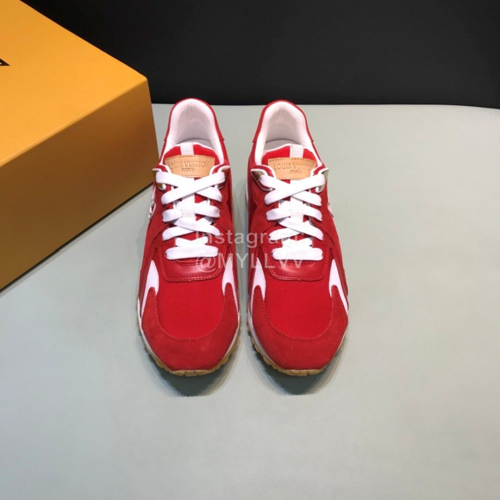 LV Canvas Suede Calfskin Sneakers For Men Red