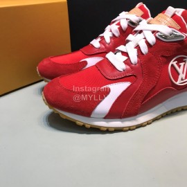 LV Canvas Suede Calfskin Sneakers For Men Red