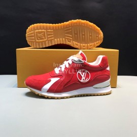 LV Canvas Suede Calfskin Sneakers For Men Red